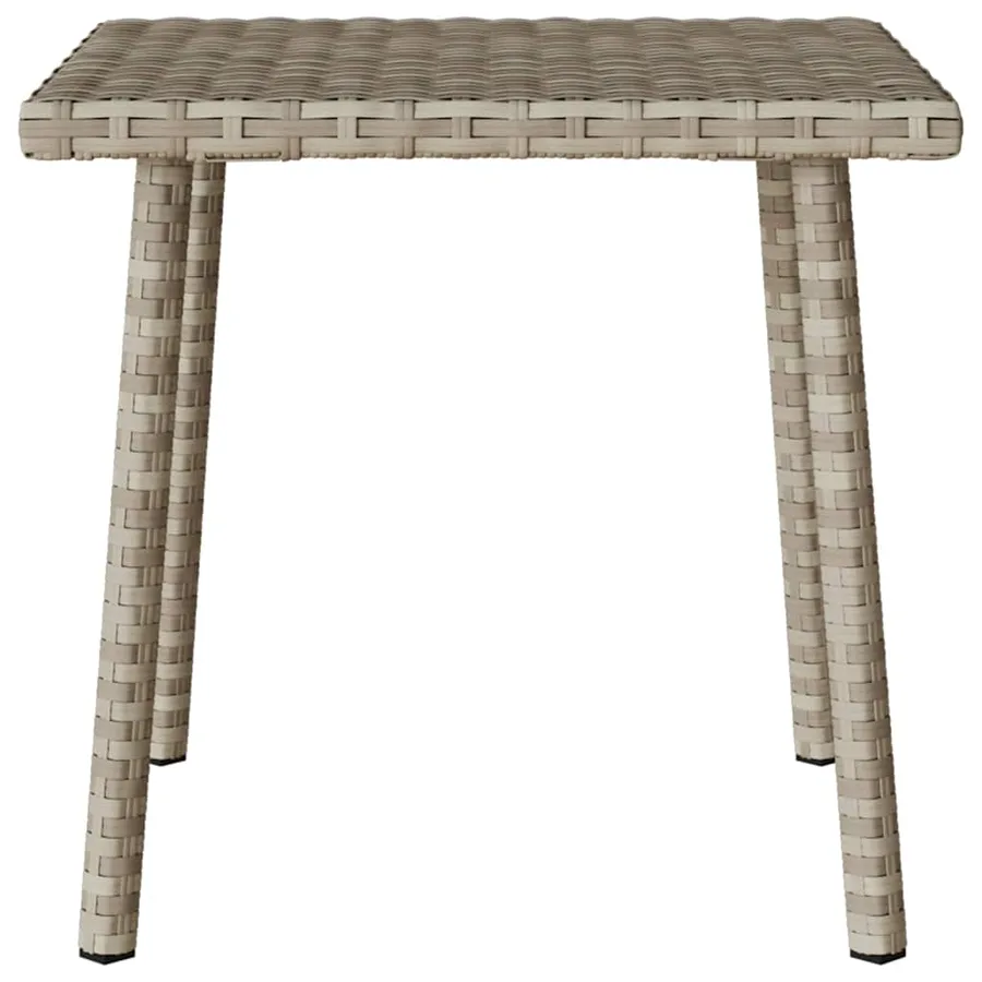 Table basse de jardin rectangulaire gris clair résine tressée - 4