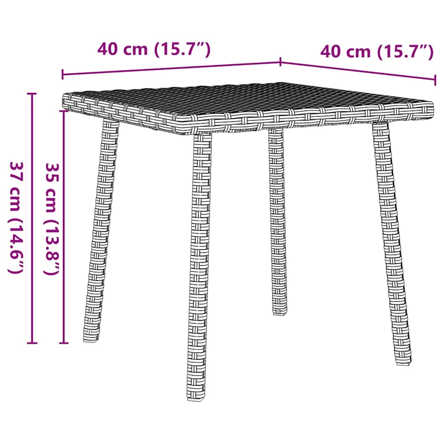 Table basse de jardin rectangulaire gris clair résine tressée - 8