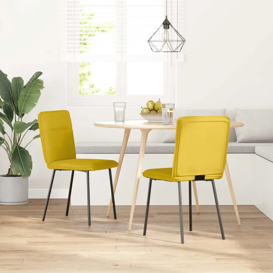 Chaises à manger lot de 2 Jaune Velours - 2