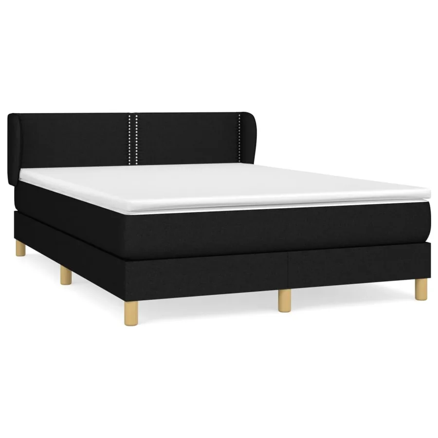 Sommier à lattes de lit avec matelas Noir 140x190 cm Tissu - 2