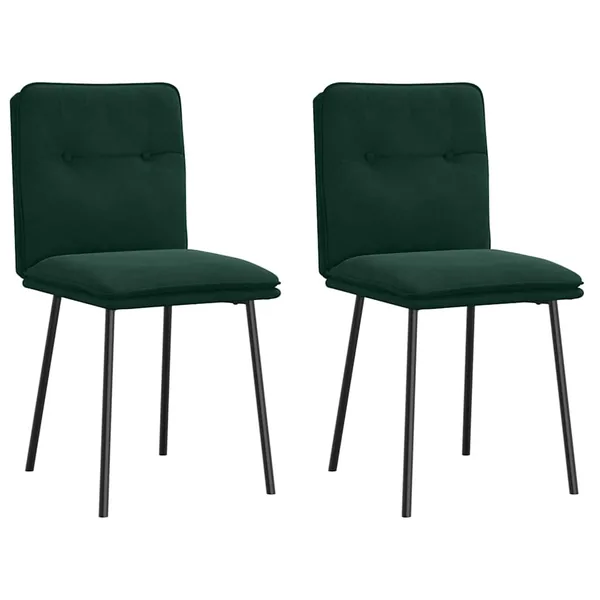 Chaises à manger lot de 2 Vert foncé Velours