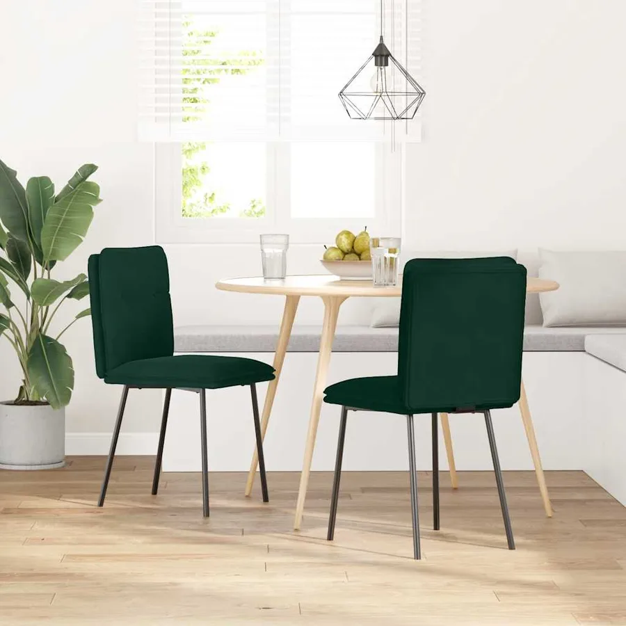 Chaises à manger lot de 2 Vert foncé Velours - 2