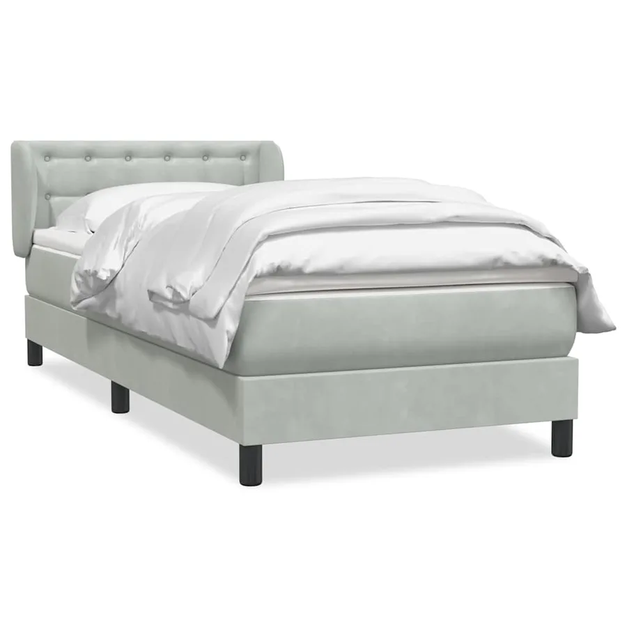 Sommier à lattes de lit et matelas gris clair 90x210 cm velours - 2