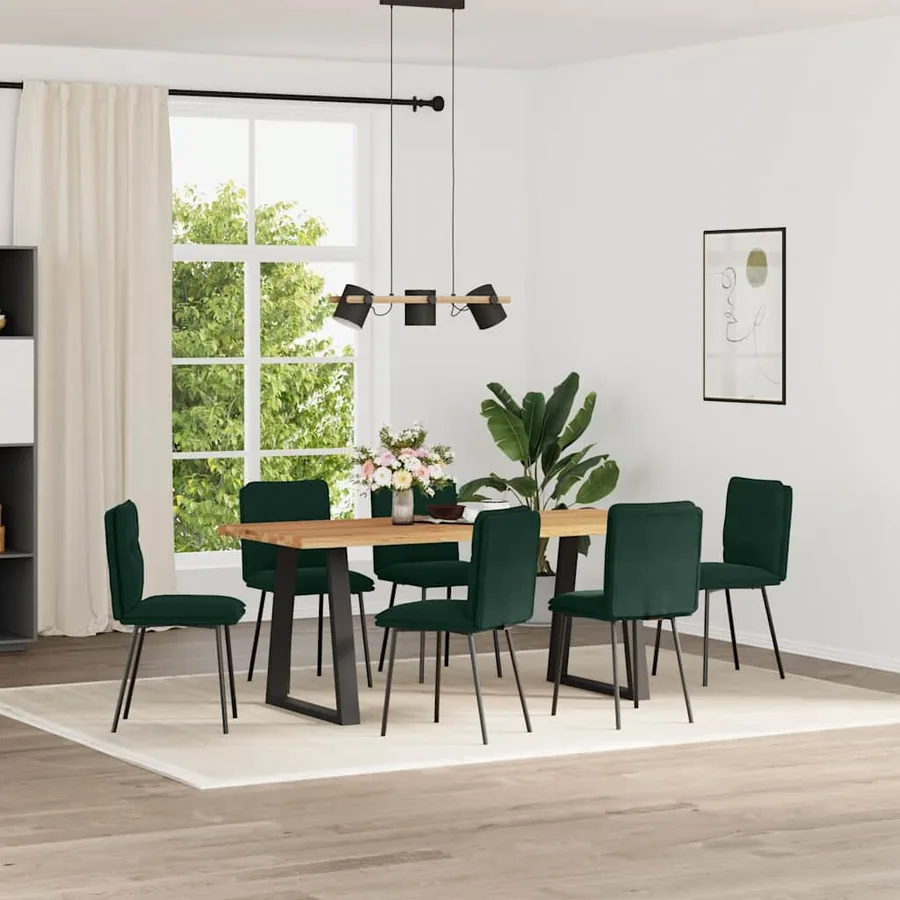 Chaises à manger lot de 6 vert foncé velours