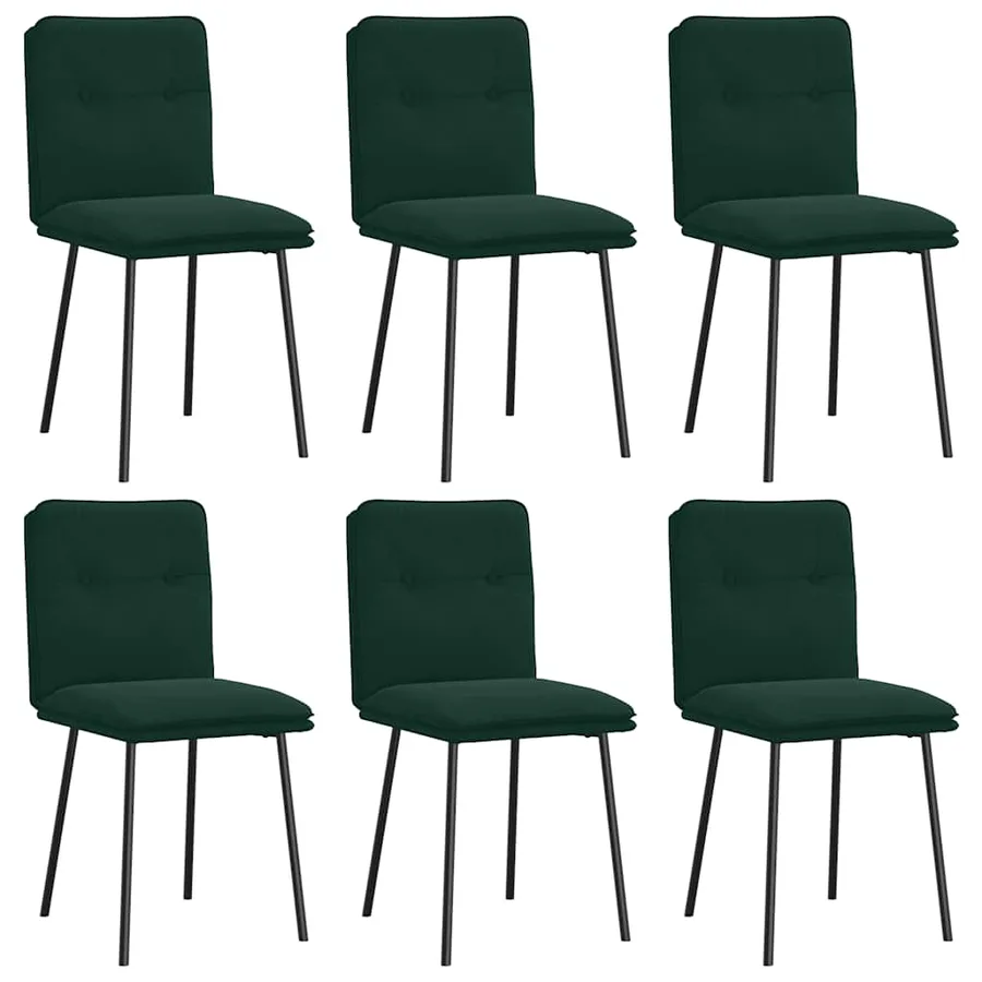 Chaises à manger lot de 6 vert foncé velours - 2