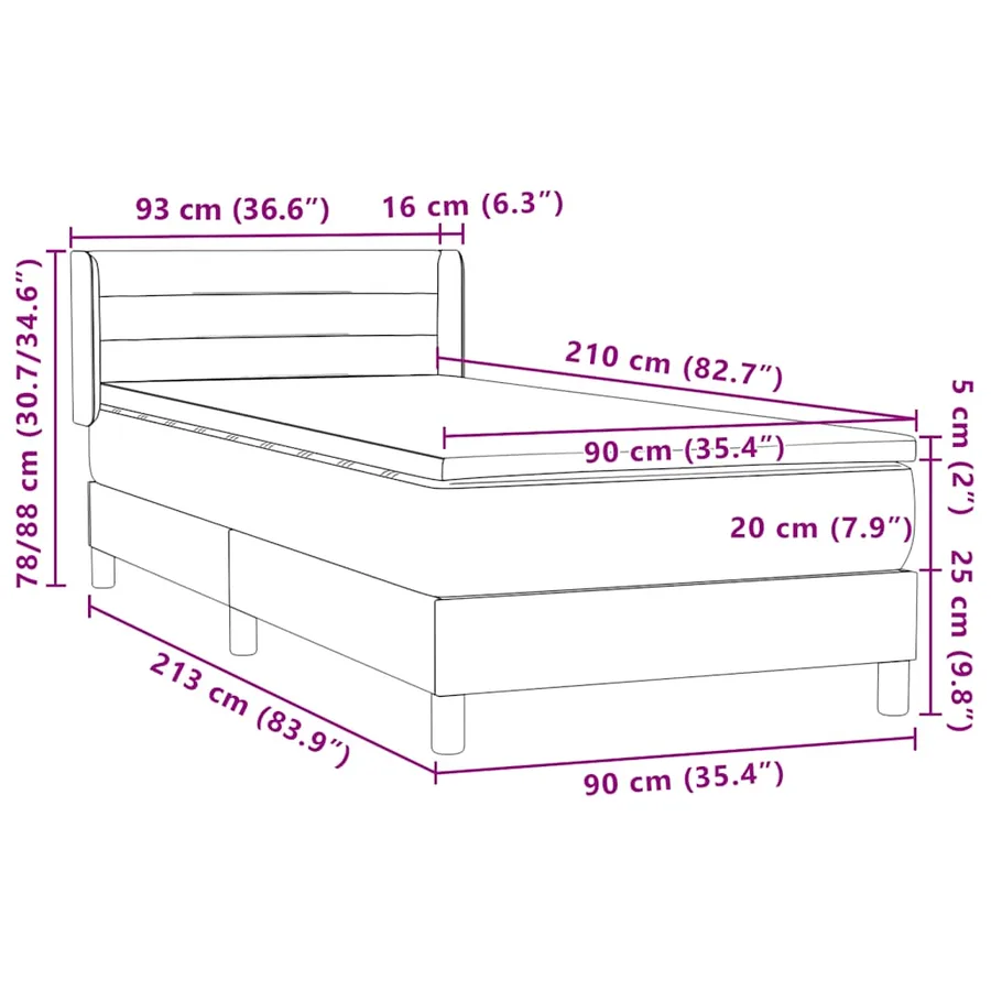 Sommier à lattes de lit et matelas gris clair 90x210 cm velours - 12