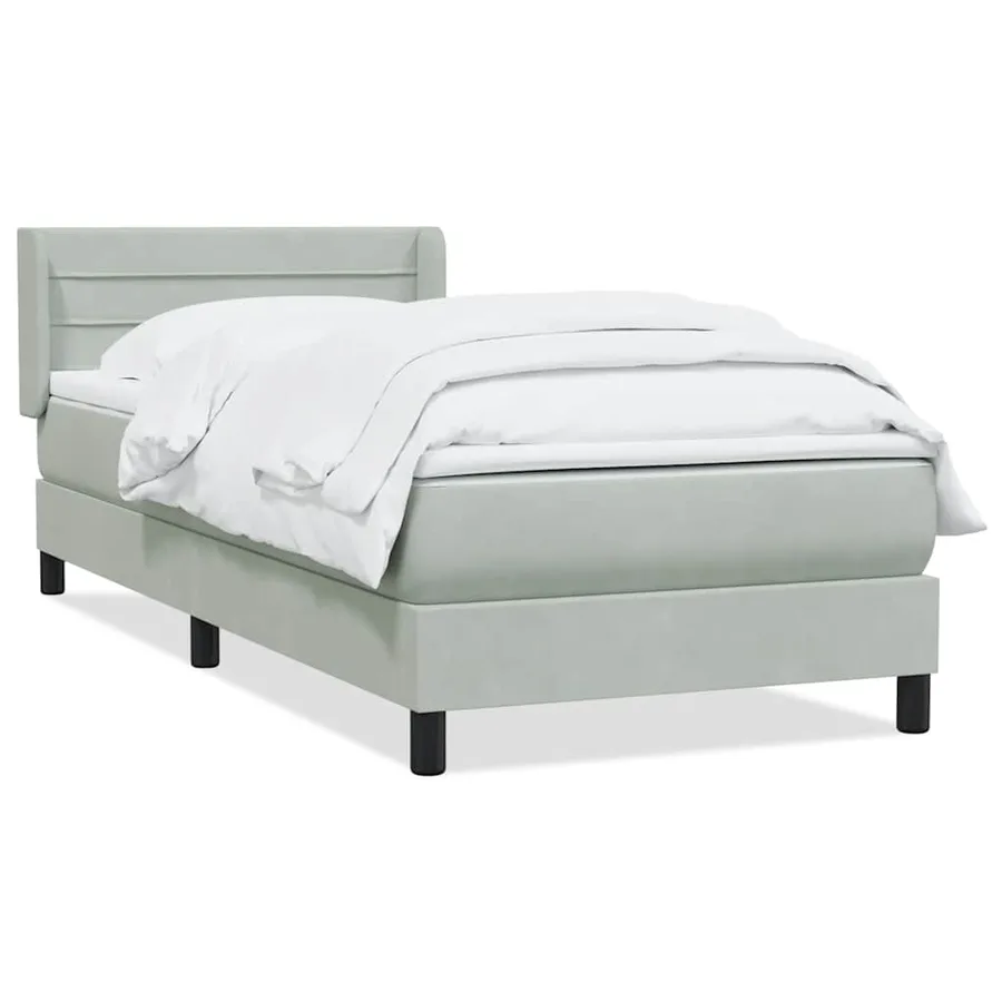 Sommier à lattes de lit et matelas gris clair 90x210 cm velours - 2