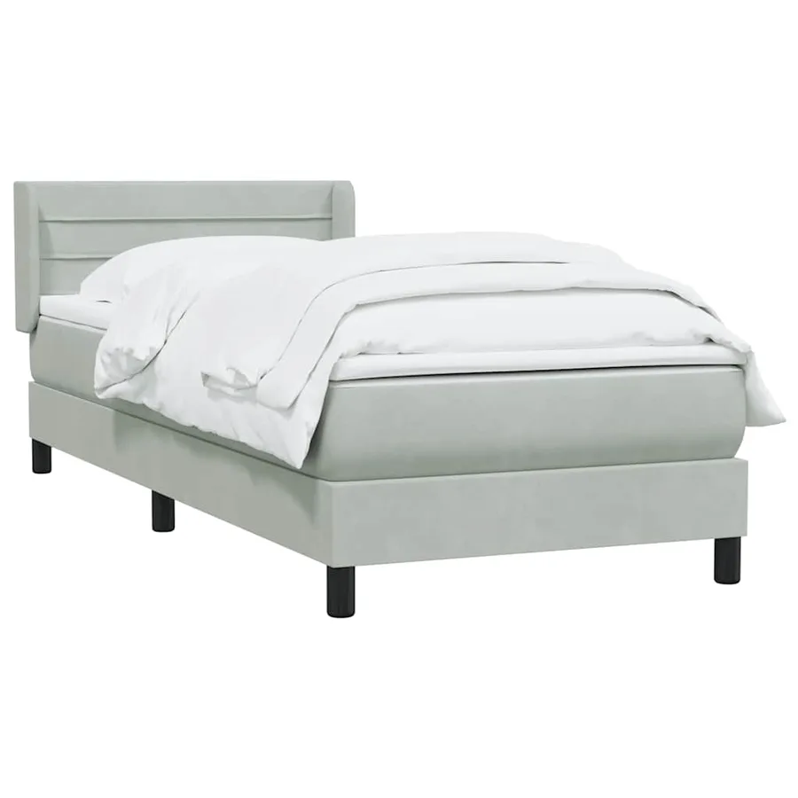 Sommier à lattes de lit et matelas gris clair 90x210 cm velours - 3