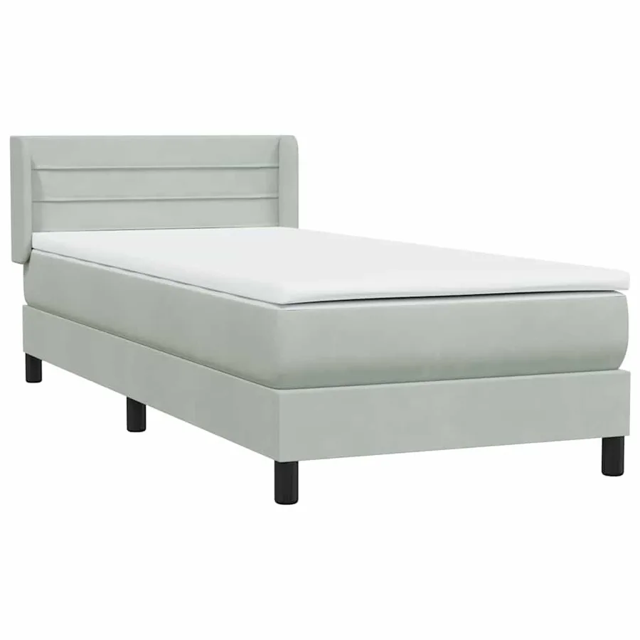 Sommier à lattes de lit et matelas gris clair 90x210 cm velours - 4