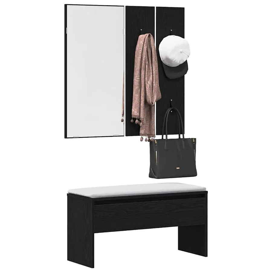 Ensemble de meubles d'entrée 4 pcs Chêne noir Bois d'ingénierie - 3