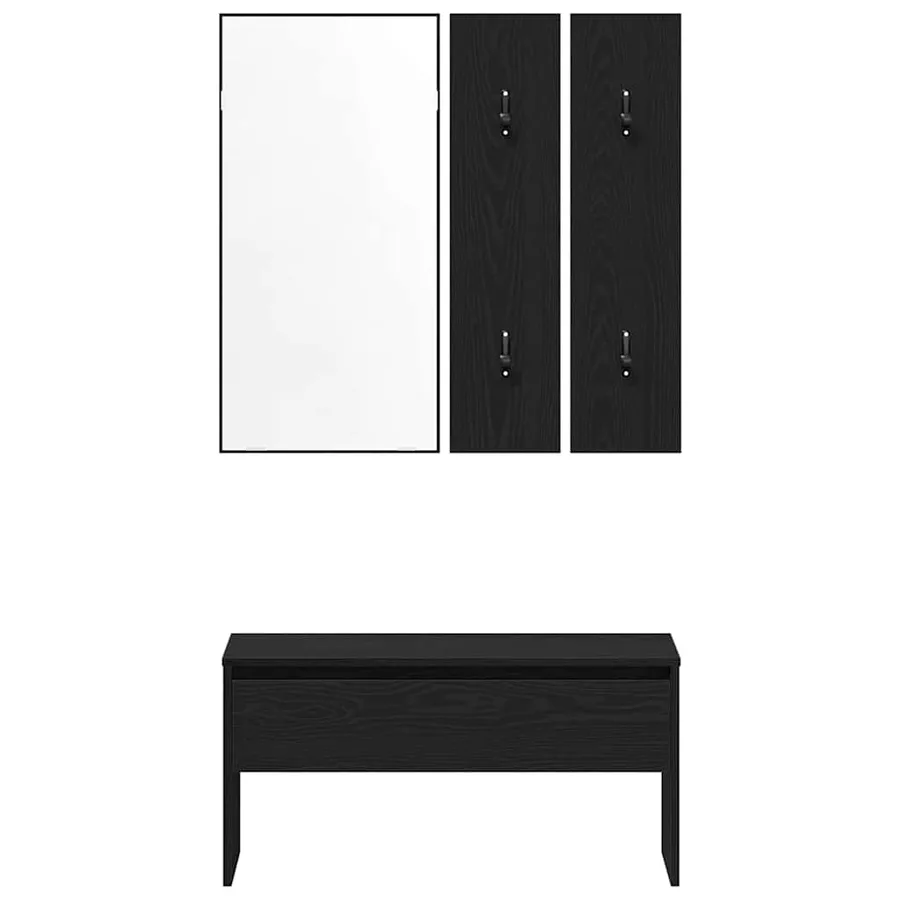 Ensemble de meubles d'entrée 4 pcs Chêne noir Bois d'ingénierie - 7