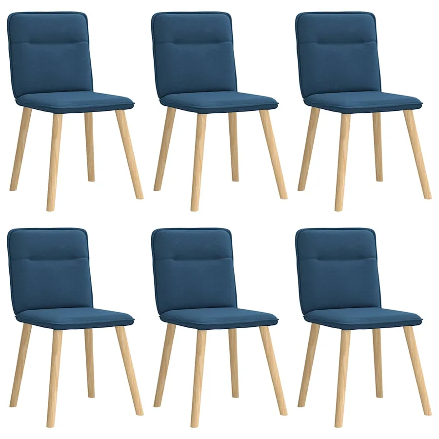Chaises à manger lot de 6 bleu tissu - 2