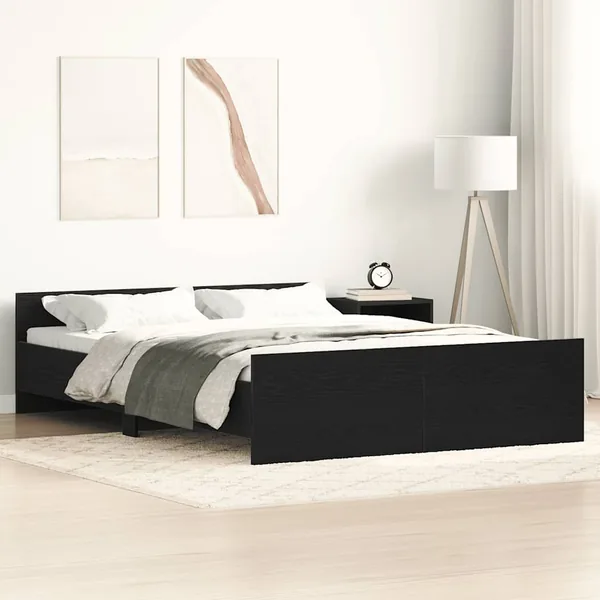 Cadre de lit sans matelas en chêne noir 140x200 cm bois d'ingénierie