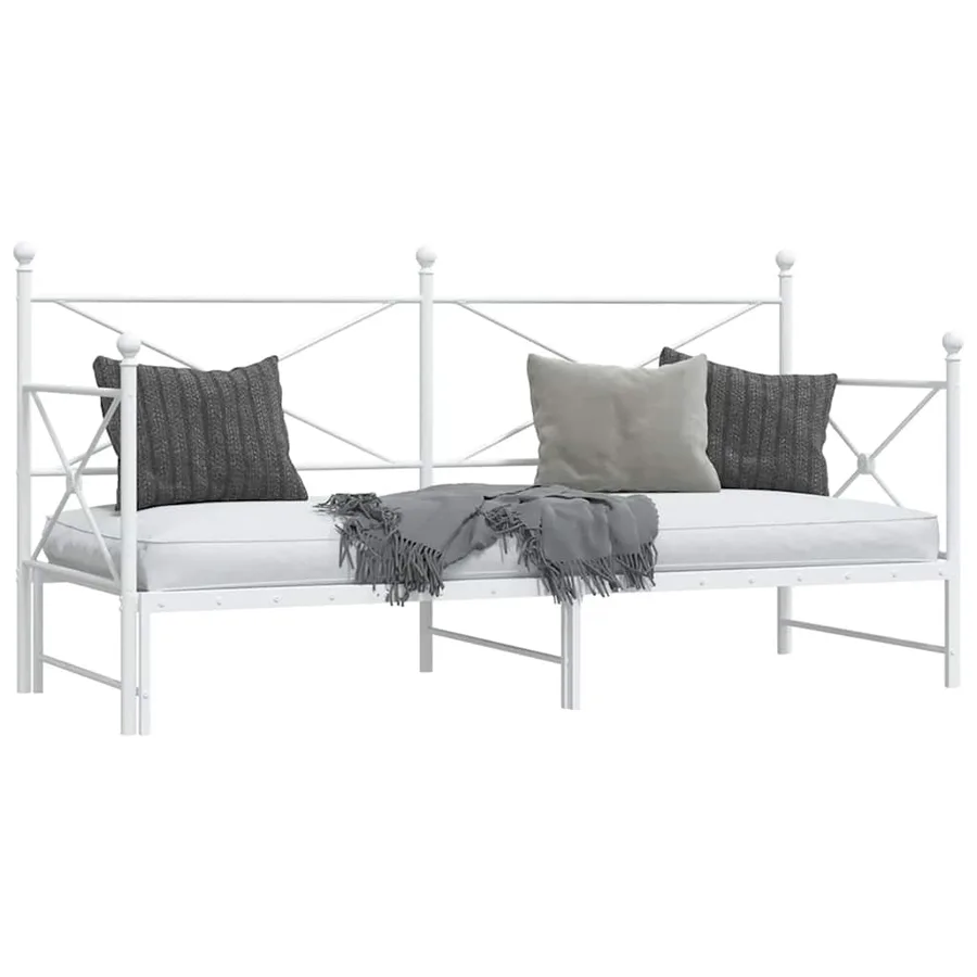 Lit de jour avec lit gigogne sans matelas blanc 90x190 cm acier - 5
