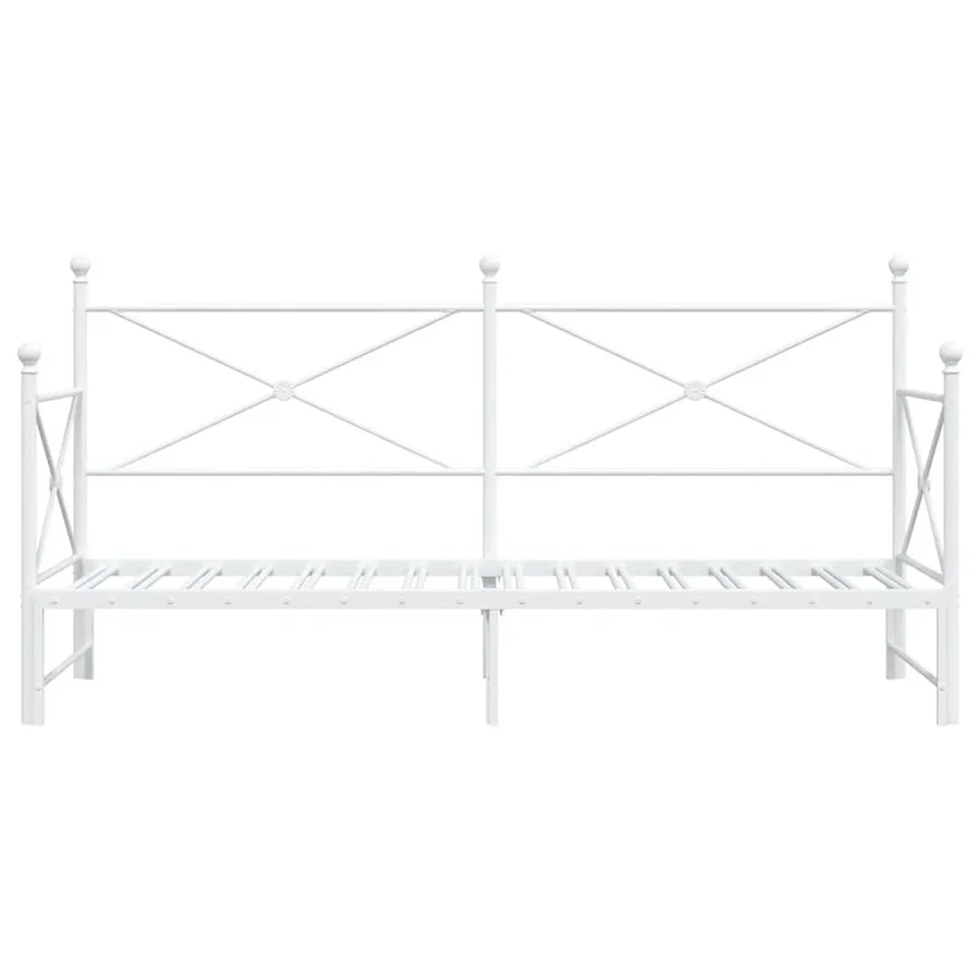 Lit de jour avec lit gigogne sans matelas blanc 90x190 cm acier - 6