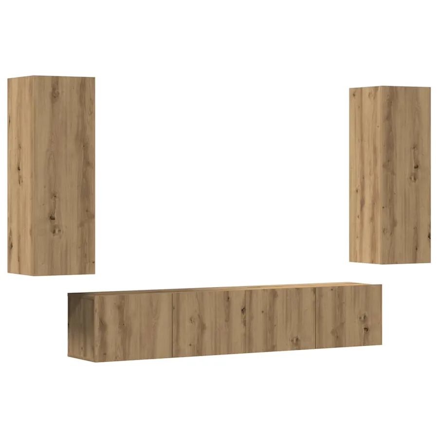Meubles TV muraux 4 pcs chêne artisanal bois d'ingénierie - 2