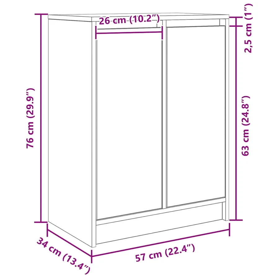 Buffet blanc 57x34x76 cm bois d'ingénierie - 12