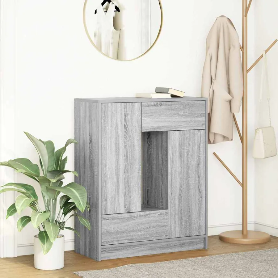 Buffet avec tiroirs et portes sonoma gris 73x31x90 cm