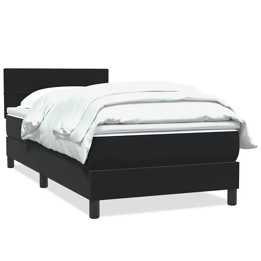 Sommier à lattes de lit avec matelas noir 100x210 cm velours - 2