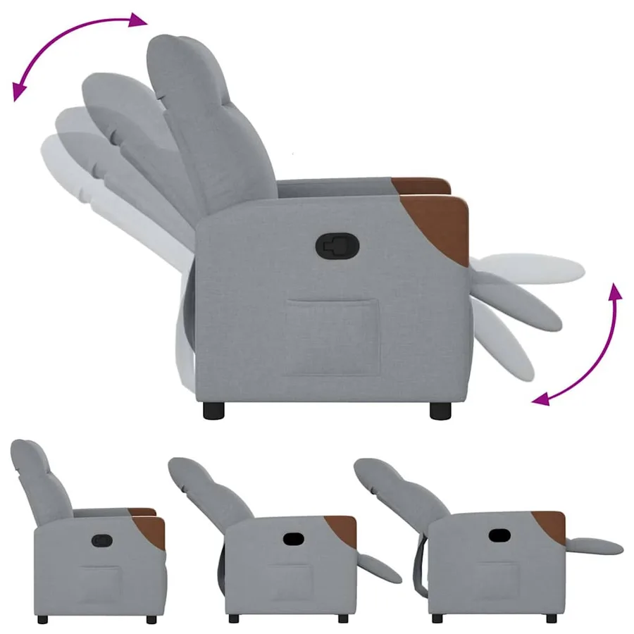 Fauteuil inclinable Gris clair Tissu - 6