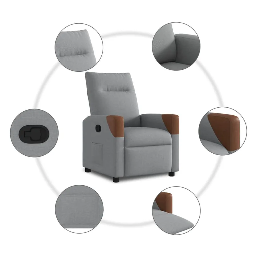 Fauteuil inclinable Gris clair Tissu - 7