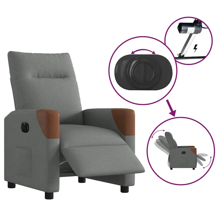 Fauteuil inclinable électrique Gris foncé Tissu - 9