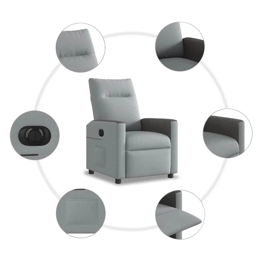 Fauteuil inclinable électrique Gris clair Tissu - 10