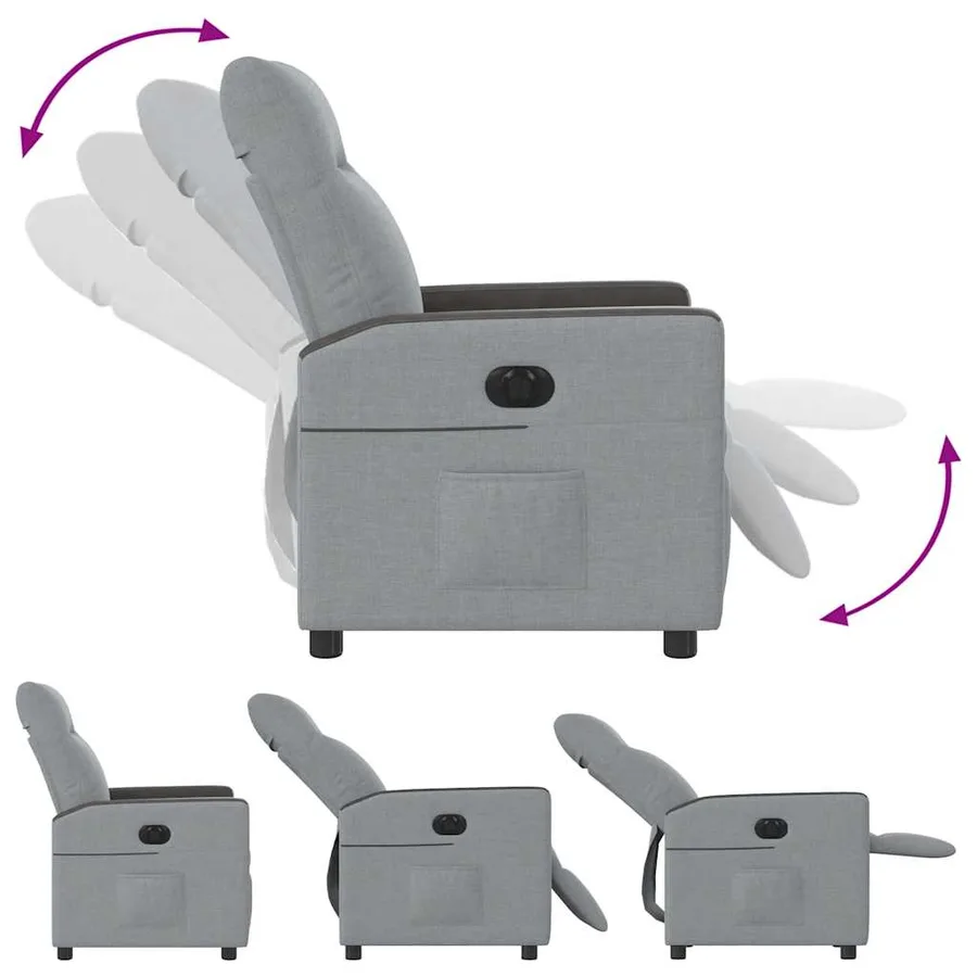 Fauteuil inclinable électrique Gris clair Tissu - 8