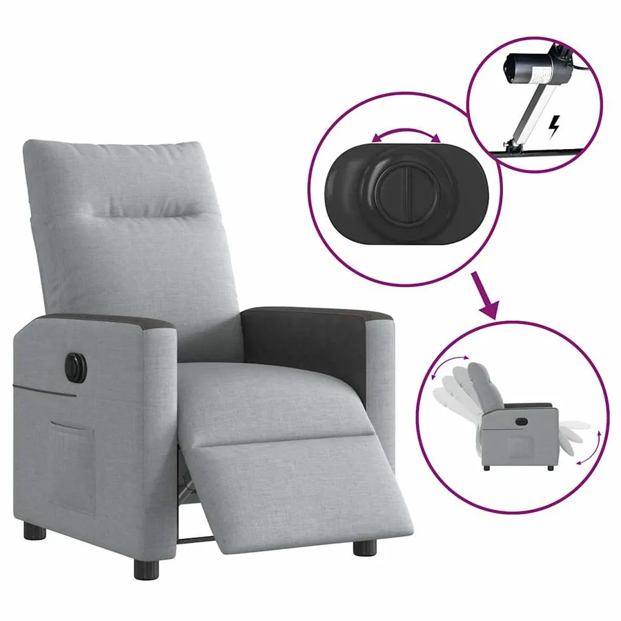Fauteuil inclinable électrique Gris clair Tissu - 9
