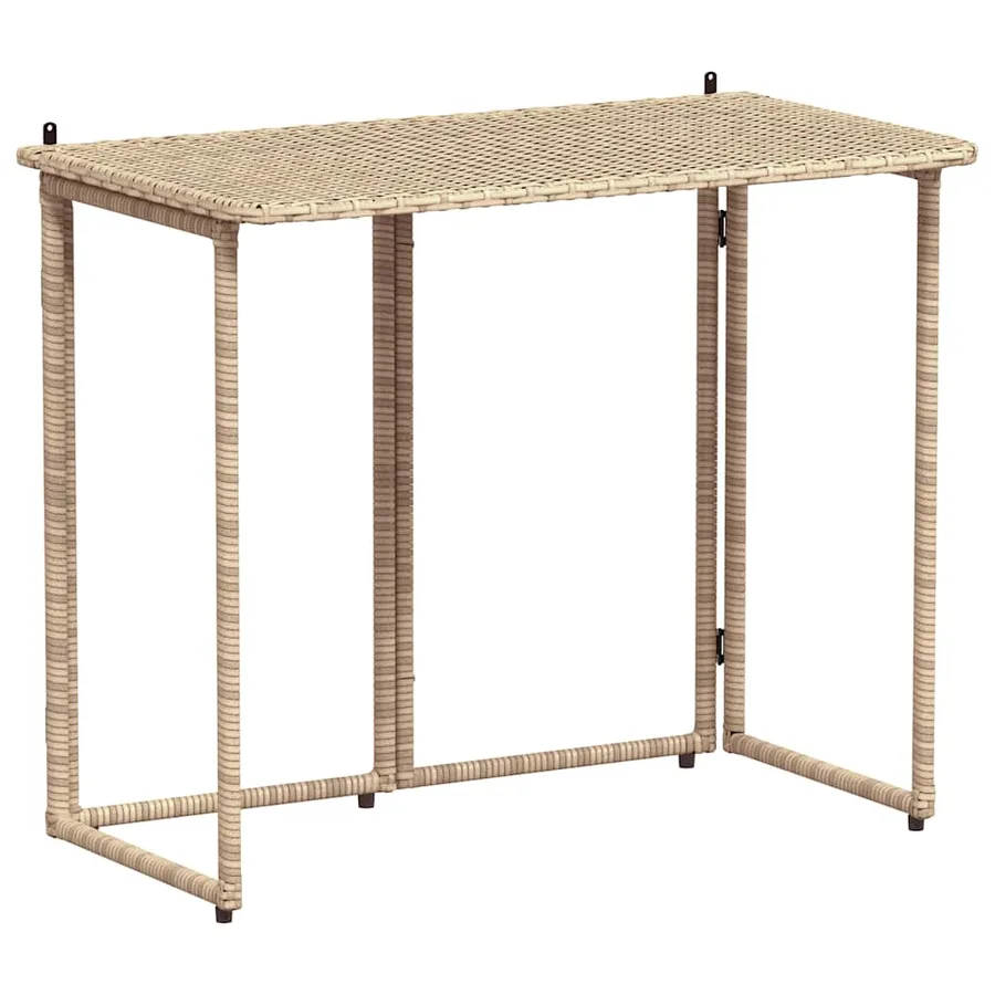 Table de jardin pliante beige 90 x 51 x 75 cm polyrotin - 2