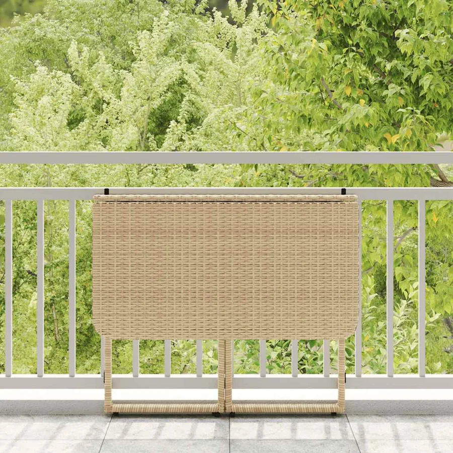 Table de jardin pliante beige 90 x 51 x 75 cm polyrotin - 3