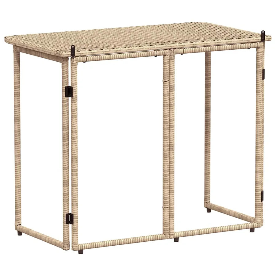 Table de jardin pliante beige 90 x 51 x 75 cm polyrotin - 6