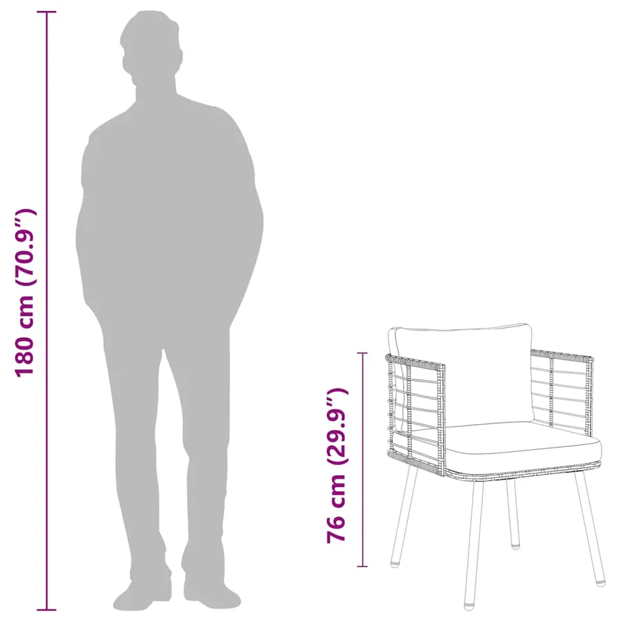 Chaise de jardin avec coussins naturel résine tressée - 10