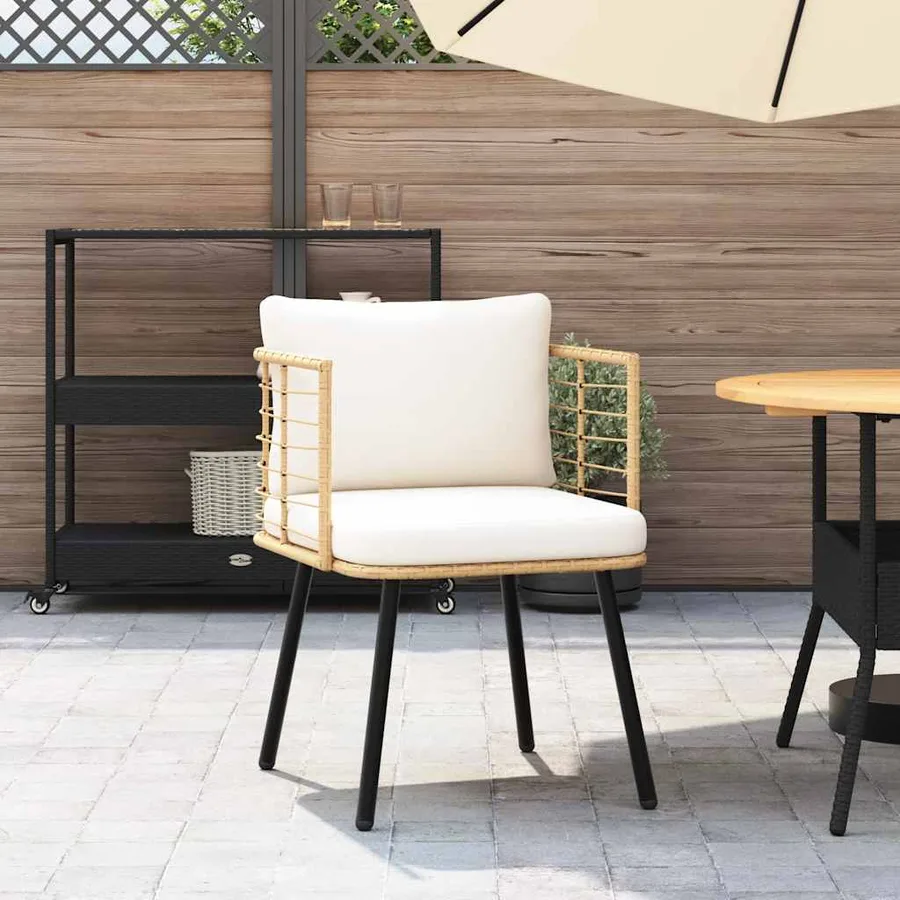 Chaise de jardin avec coussins naturel résine tressée - 3