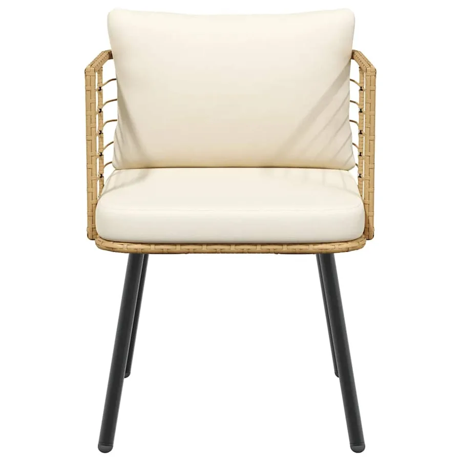 Chaise de jardin avec coussins naturel résine tressée - 4