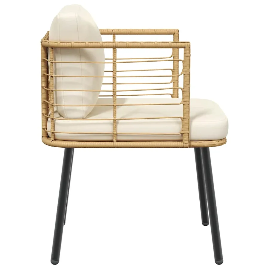 Chaise de jardin avec coussins naturel résine tressée - 5