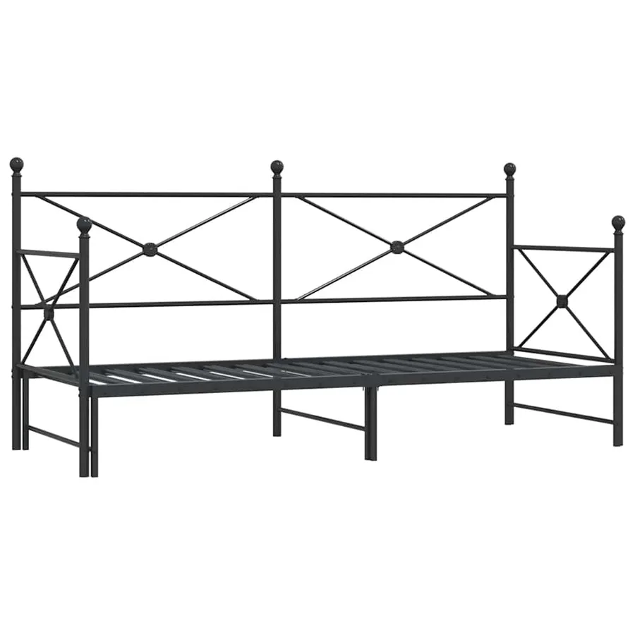 Lit de jour et lit gigogne sans matelas noir 90x190 cm acier - 2