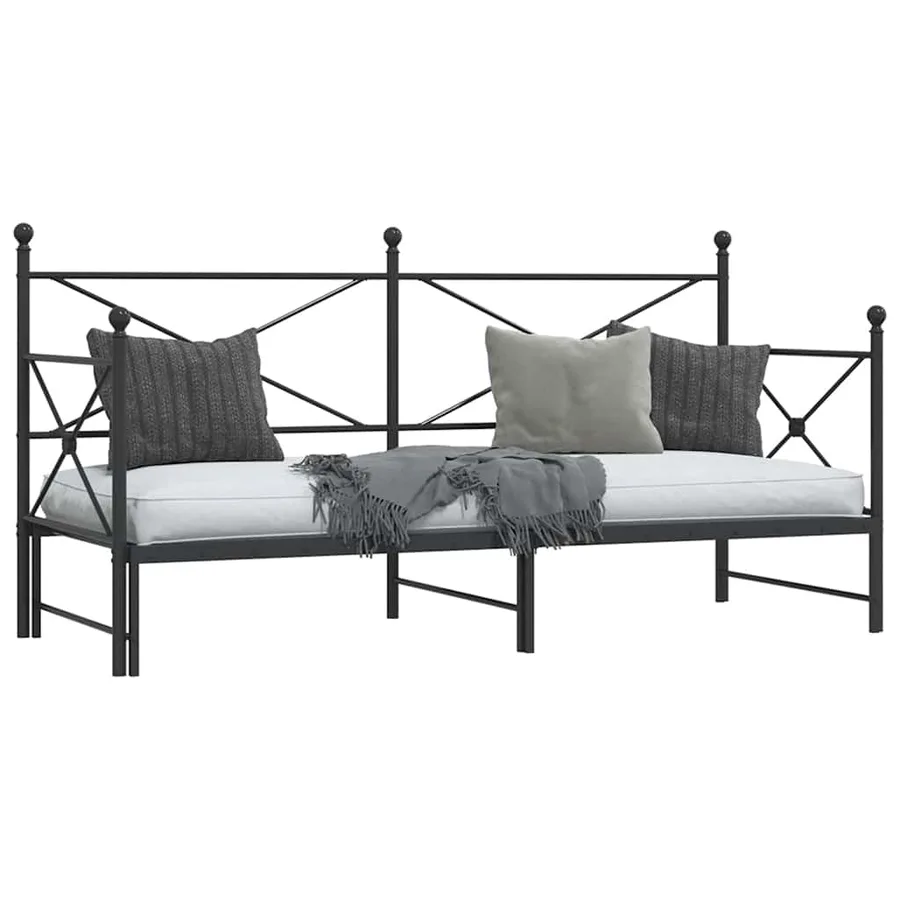 Lit de jour et lit gigogne sans matelas noir 90x190 cm acier - 5