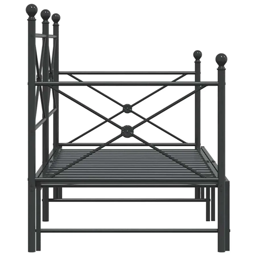 Lit de jour et lit gigogne sans matelas noir 90x190 cm acier - 7