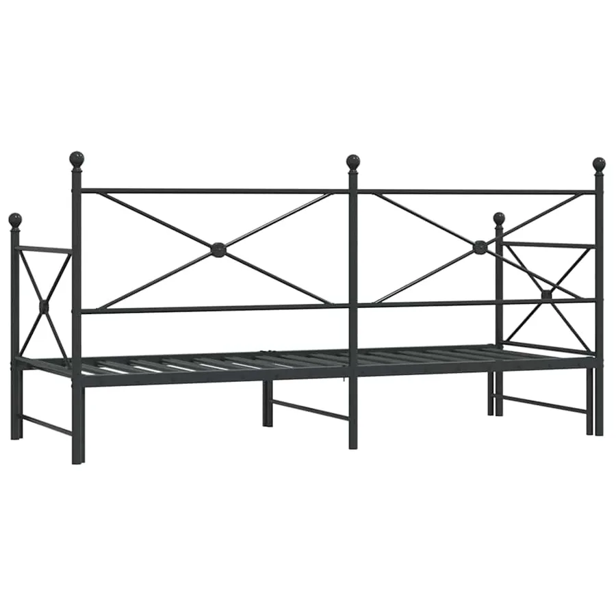 Lit de jour et lit gigogne sans matelas noir 90x190 cm acier - 8