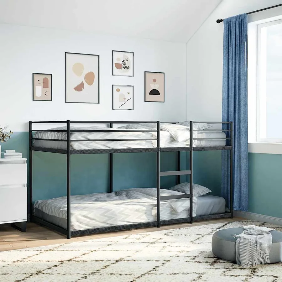 Lit superposé sans matelas noir 90x200 cm acier - 3