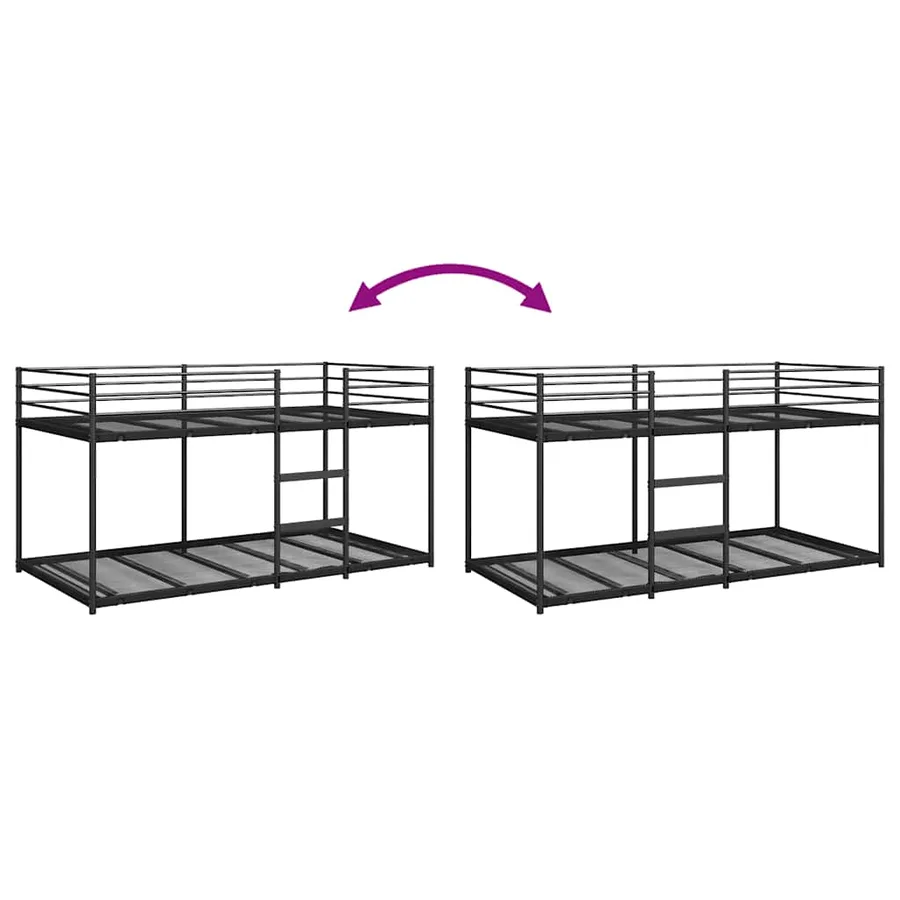 Lit superposé sans matelas noir 90x200 cm acier - 8