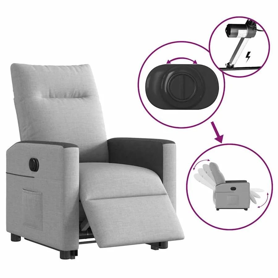 Fauteuil inclinable électrique gris nuage tissu - 10