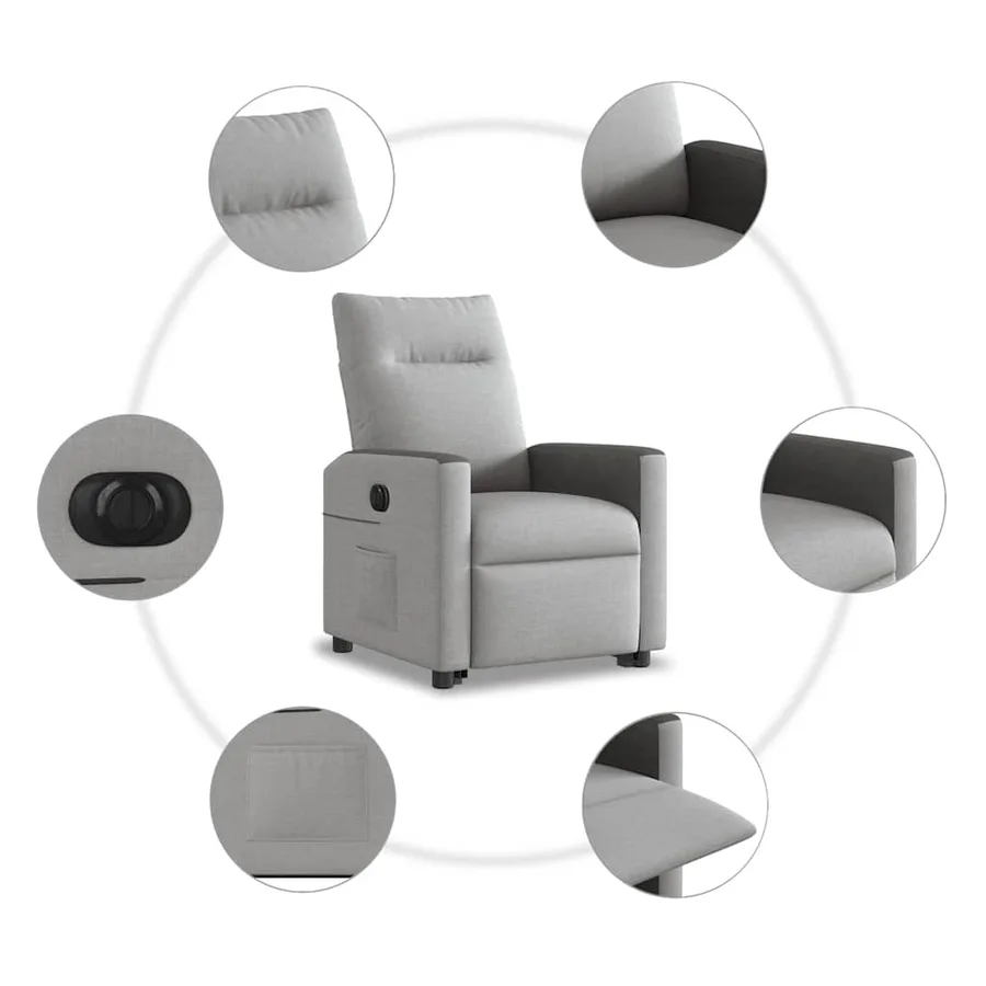 Fauteuil inclinable électrique gris nuage tissu - 11