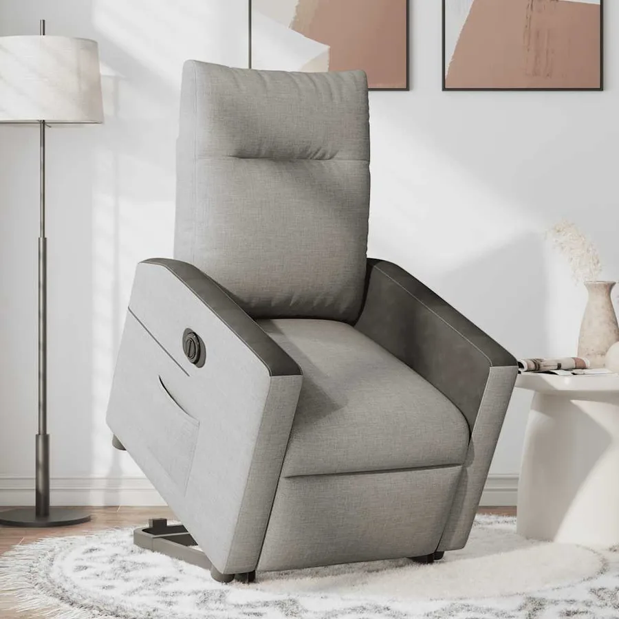 Fauteuil inclinable électrique gris nuage tissu - 3