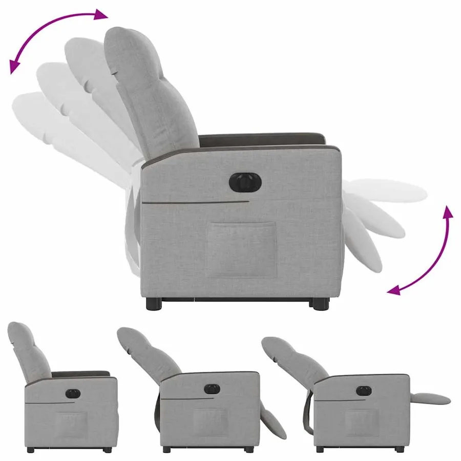Fauteuil inclinable électrique gris nuage tissu - 8