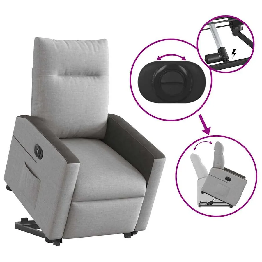 Fauteuil inclinable électrique gris nuage tissu - 9