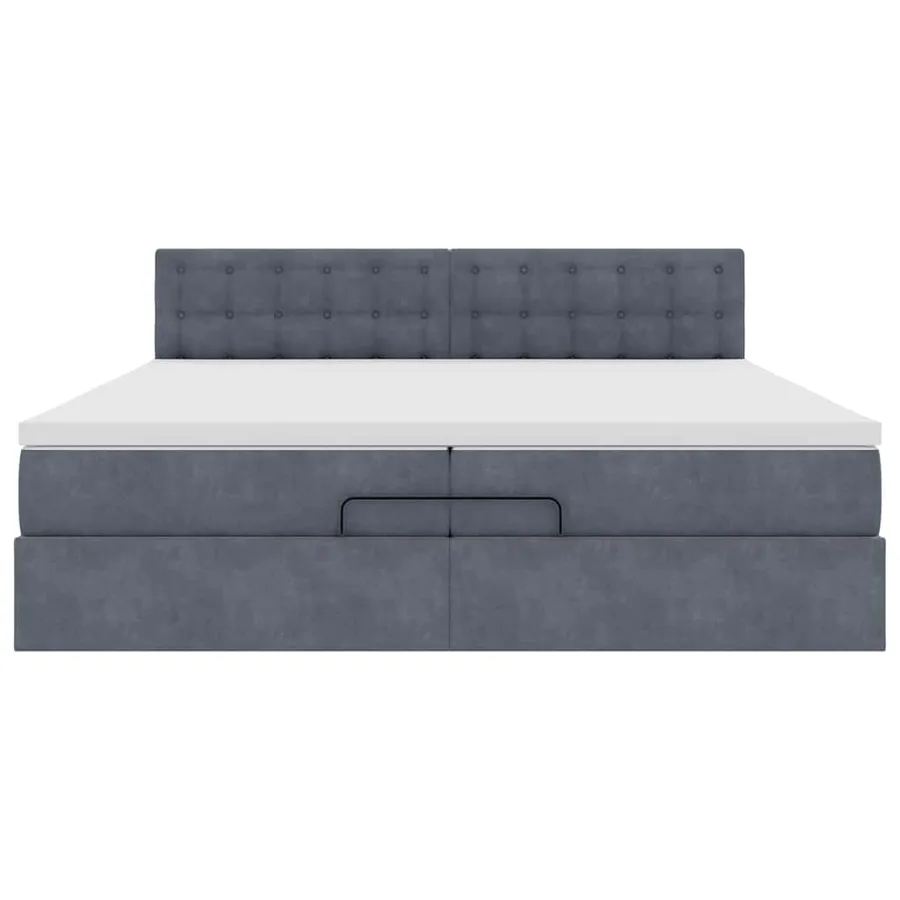 Cadre de lit ottoman avec matelas gris foncé 200x200 cm velours - 8