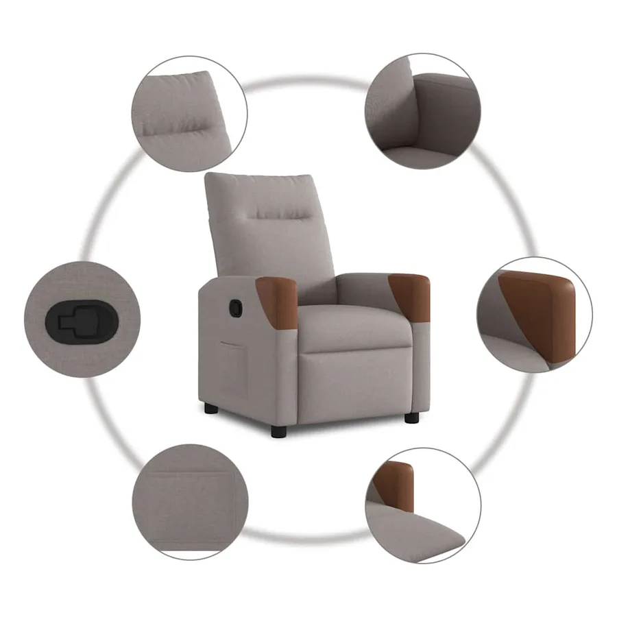 Fauteuil inclinable Taupe Tissu - 7