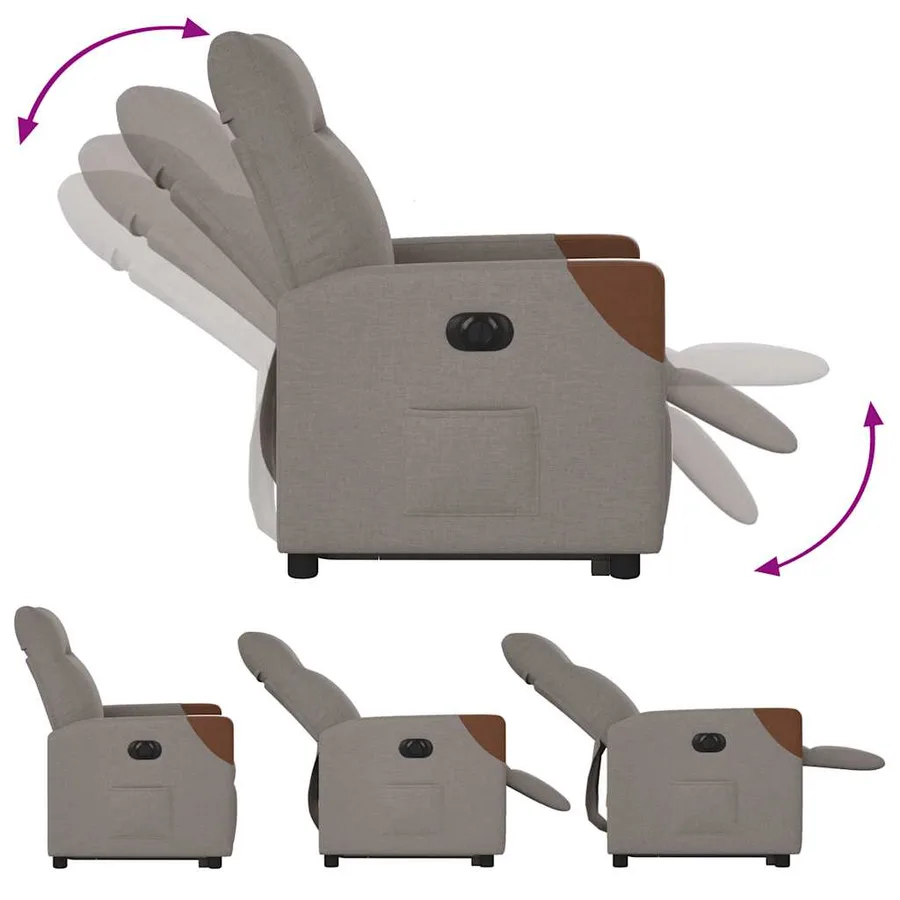 Fauteuil inclinable électrique taupe tissu - 10